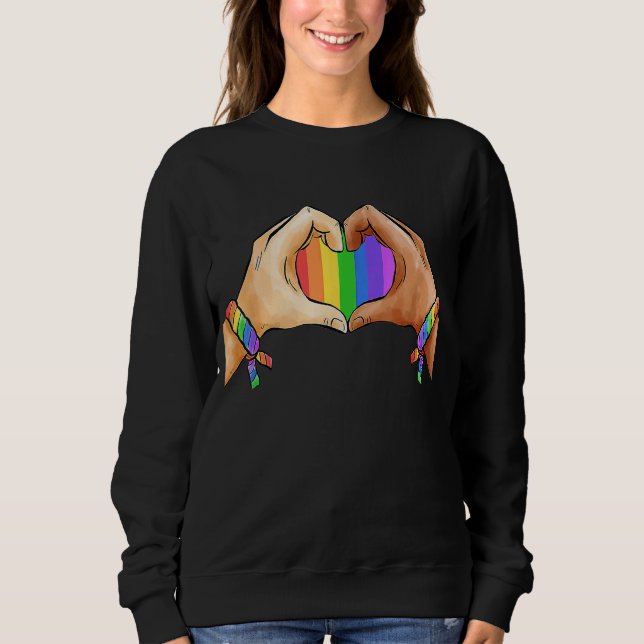 Gay Pride Clothing Lgbt Rainbow Flag Tee Heart Uni (Front)