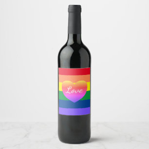 Gay Pride Colourful Rainbow Flag LGBTQ Wine Label