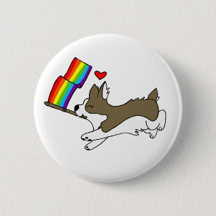Gay Pride Corgi Pin