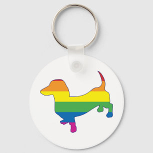 Gay Pride Dachshund/Wiener Key Ring