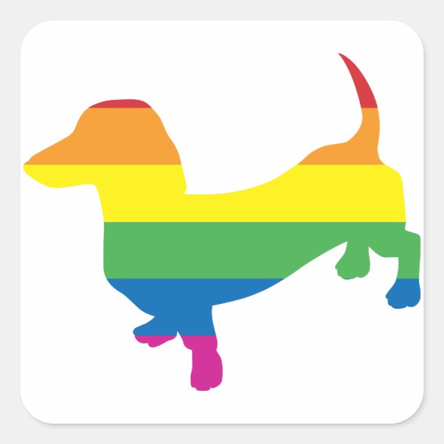 Gay Pride Dachshund/Wiener Square Sticker (Front)