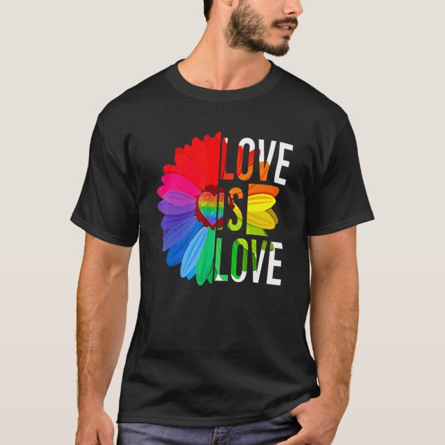 Gay Pride Daisy Rainbow Lgbt Love Is Love Lgbtq T-Shirt (Front)