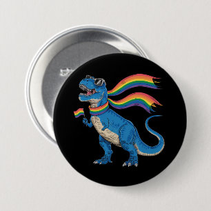 Gay Pride Dino Trex Rainbow Flag Lgbt Ally 7.5 Cm Round Badge