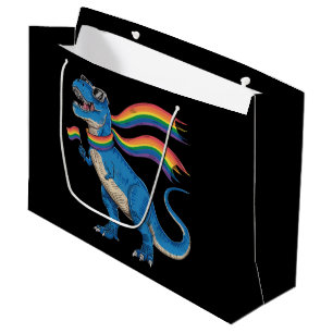 Gay Pride Dino Trex Rainbow Flag Lgbt Ally Large Gift Bag