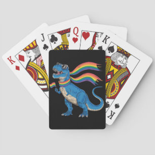Gay Pride Dino Trex Rainbow Flag Lgbt Ally Playing Cards