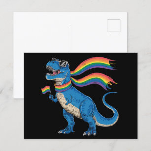 Gay Pride Dino Trex Rainbow Flag Lgbt Ally  Postcard