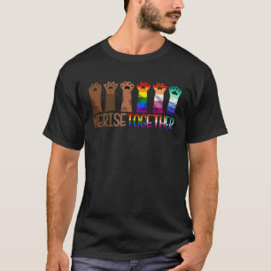 Gay Pride Dog Cat Paw Kitten We Rise Together LGBT T-Shirt