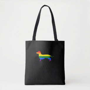 Gay Pride Dog Dachshund Rainbow Flag Tote Bag