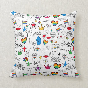 Gay Pride Doodle Pattern Cushion
