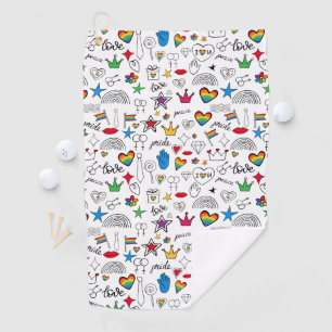 Gay Pride Doodle Pattern Golf Towel