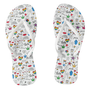 Gay Pride Doodle Pattern Jandals
