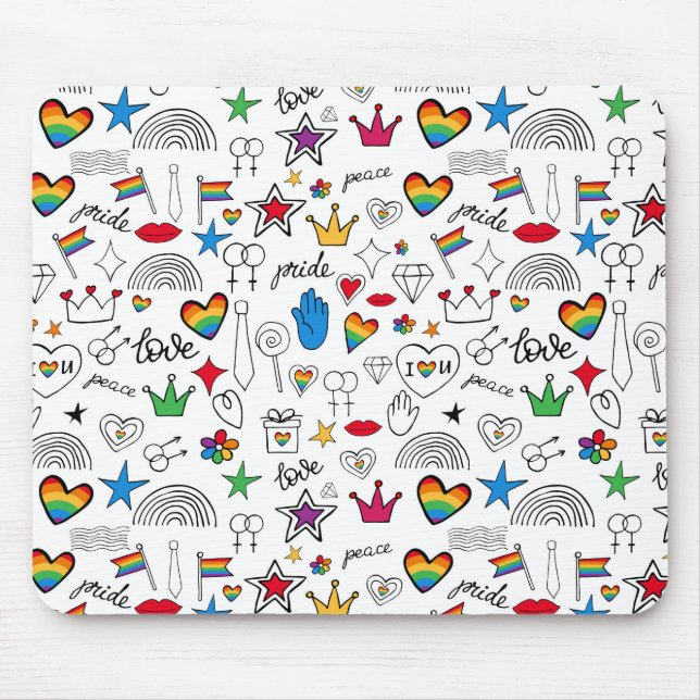Gay Pride Doodle Pattern Mouse Pad (Front)