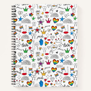 Gay Pride Doodle Pattern Notebook