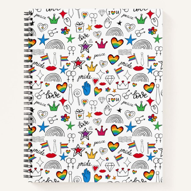 Gay Pride Doodle Pattern Notebook (Front)