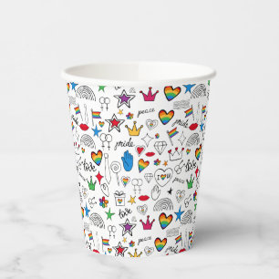 Gay Pride Doodle Pattern Paper Cups