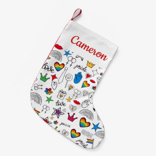 Gay Pride Doodle Pattern Small Christmas Stocking