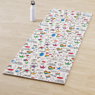 Gay Pride Doodle Pattern Yoga Mat
