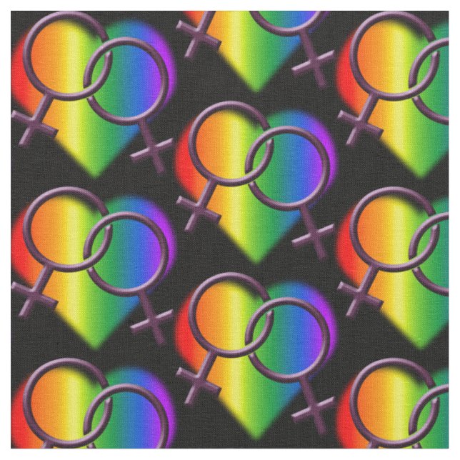 Gay Pride Fabric Rainbow Lesbian Love Fabric (Close Up)