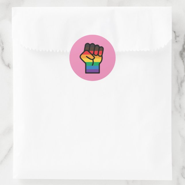Gay Pride Fist Classic Round Sticker (Bag)