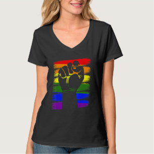 Gay Pride Fist Lgbt Q Cool Rainbow Flag Colour All T-Shirt