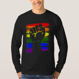 Gay Pride Fist Lgbt Q Cool Rainbow Flag Colour All T-Shirt