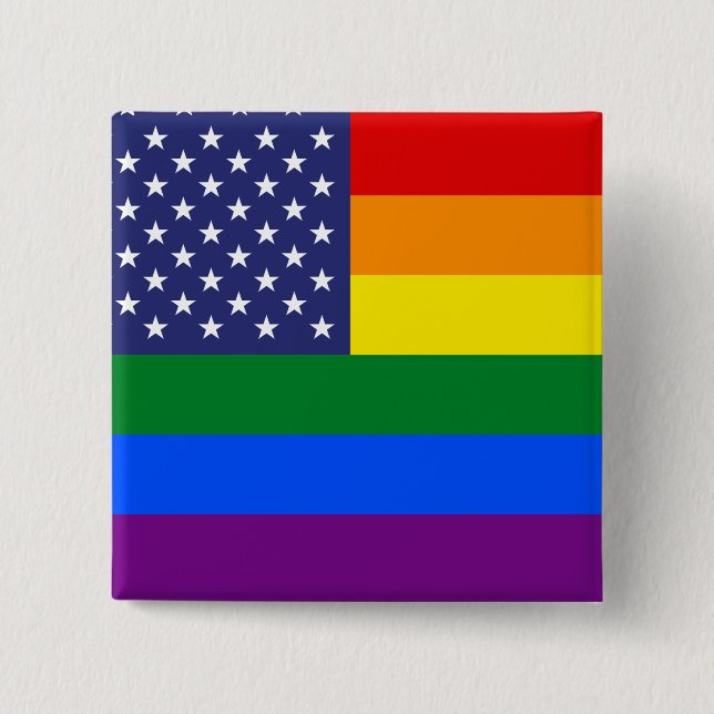 "GAY PRIDE FLAG" 15 CM SQUARE BADGE (Front)