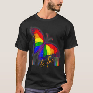 Gay Pride Flag Butterfly LGBT  CSD Be free,gay gif T-Shirt