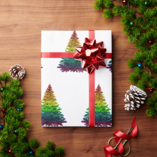 Gay Pride Flag Christmas Tree Pattern Wrapping Paper