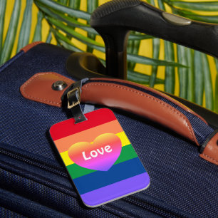 Gay Pride Flag Colourful Rainbow Heart LGBTQ Luggage Tag