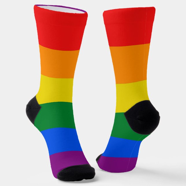 Gay Pride flag colours stripes window cling Socks (Angled)