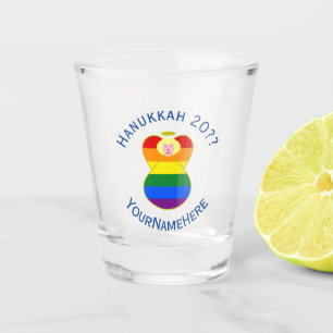 Gay Pride Flag Hanukkah Blonde Angel Personalised Shot Glass