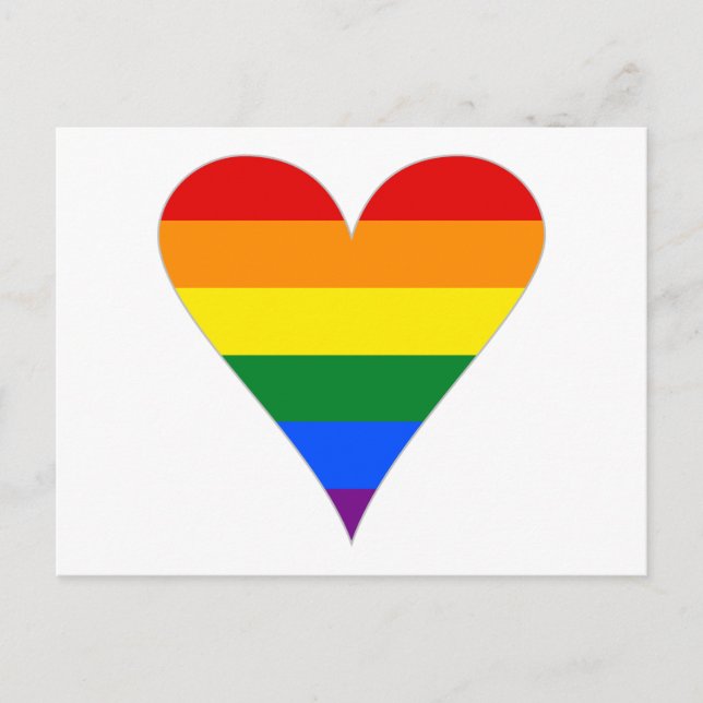 Gay Pride Flag Heart Funky - Grey Postcard (Front)