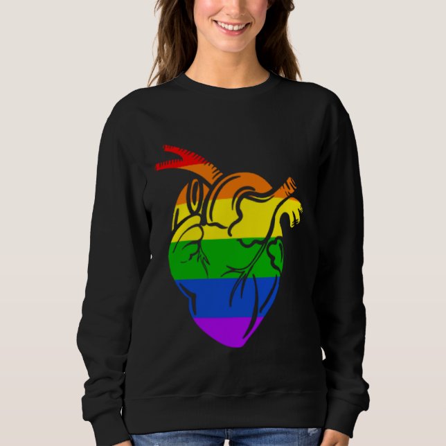 Gay Pride Flag Heart LGBTQ Trans Lesbian Queer Pri Sweatshirt (Front)