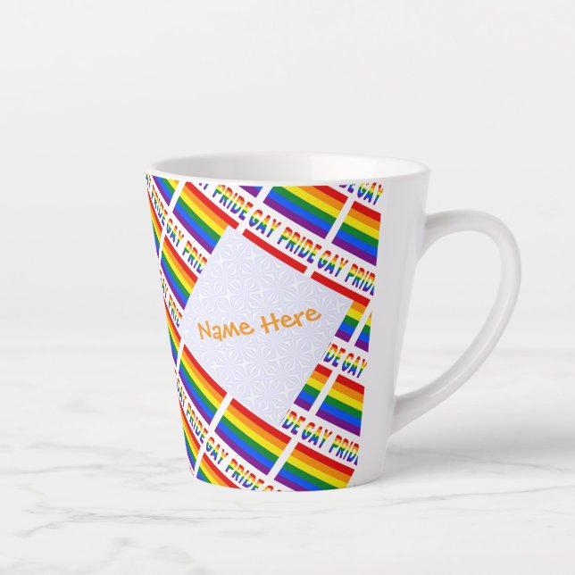Gay Pride Flag LGBTQ Tiled Small Latte Mug (Right)