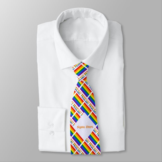 Gay Pride Flag LGBTQ Tiled Tie (Tied)