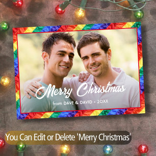 Gay Pride Flag Rainbow Flag Photo Frame Text LGBTQ Card