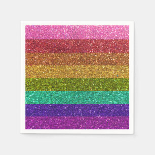 Gay Pride Flag Stripes Rainbow Glitter LGBTQIA Napkin