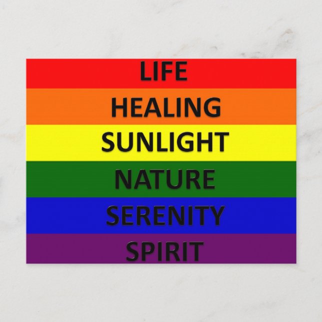 Gay Pride Flag with Meanings Postcard (Front)