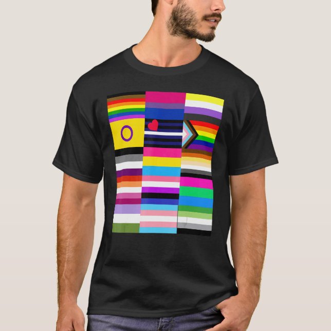 Gay Pride Flags Rainbow Word Design T-Shirt (Front)