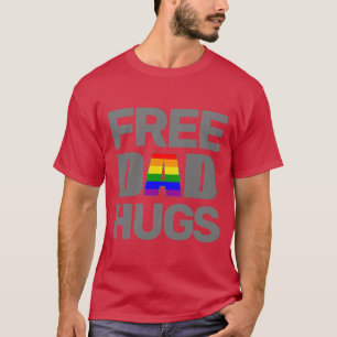 Gay pride Free Dad Hugs Love is love Rainbow heart T-Shirt