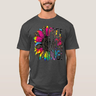 Gay Pride Free Mum Hugs Sunflower Leopard Rainbow T-Shirt