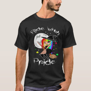 Gay pride gay Halloween Ride with Pride Witch Goth T-Shirt