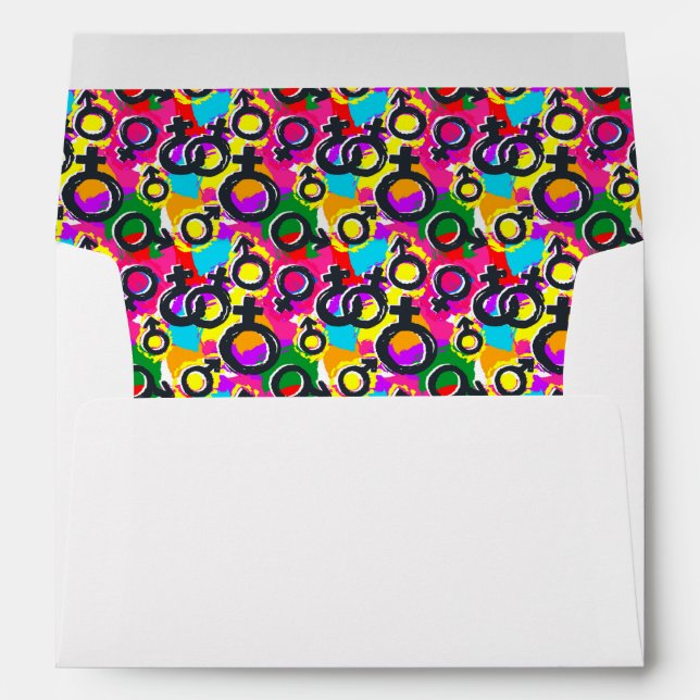 Gay Pride Gender Neon Pattern Envelope (Back (Bottom))