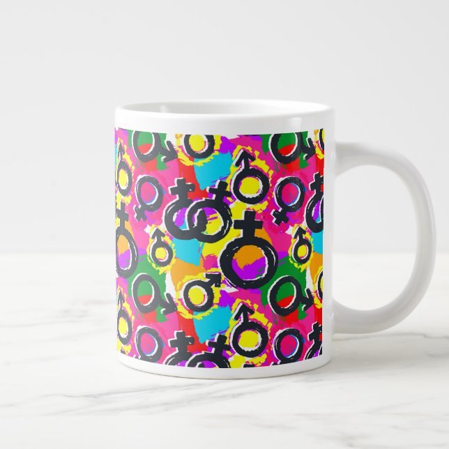 Gay Pride Gender Neon Pattern Large Coffee Mug (Right)