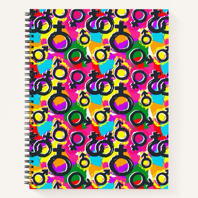 Gay Pride Gender Neon Pattern Notebook (Front)