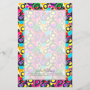 Gay Pride Gender Neon Pattern Stationery