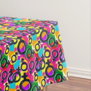 Gay Pride Gender Neon Pattern Tablecloth