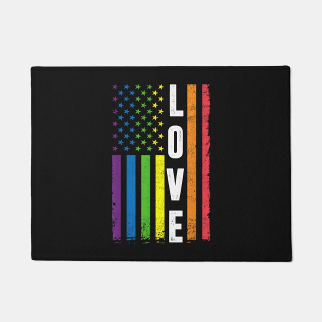 Gay Pride Gifts Men Women LGBT Rainbow Flag Gay Lo Doormat (Front)