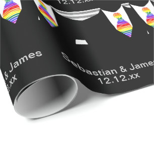Gay Pride Grooms In Tie Wedding Wrapping Paper