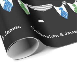 Gay Pride Grooms In Tie Wedding Wrapping Paper